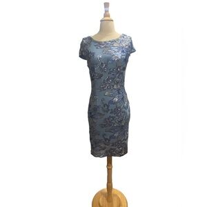 Marina De Buchi Marina Blue and Silver Sequin Cocktail Dress-size 4